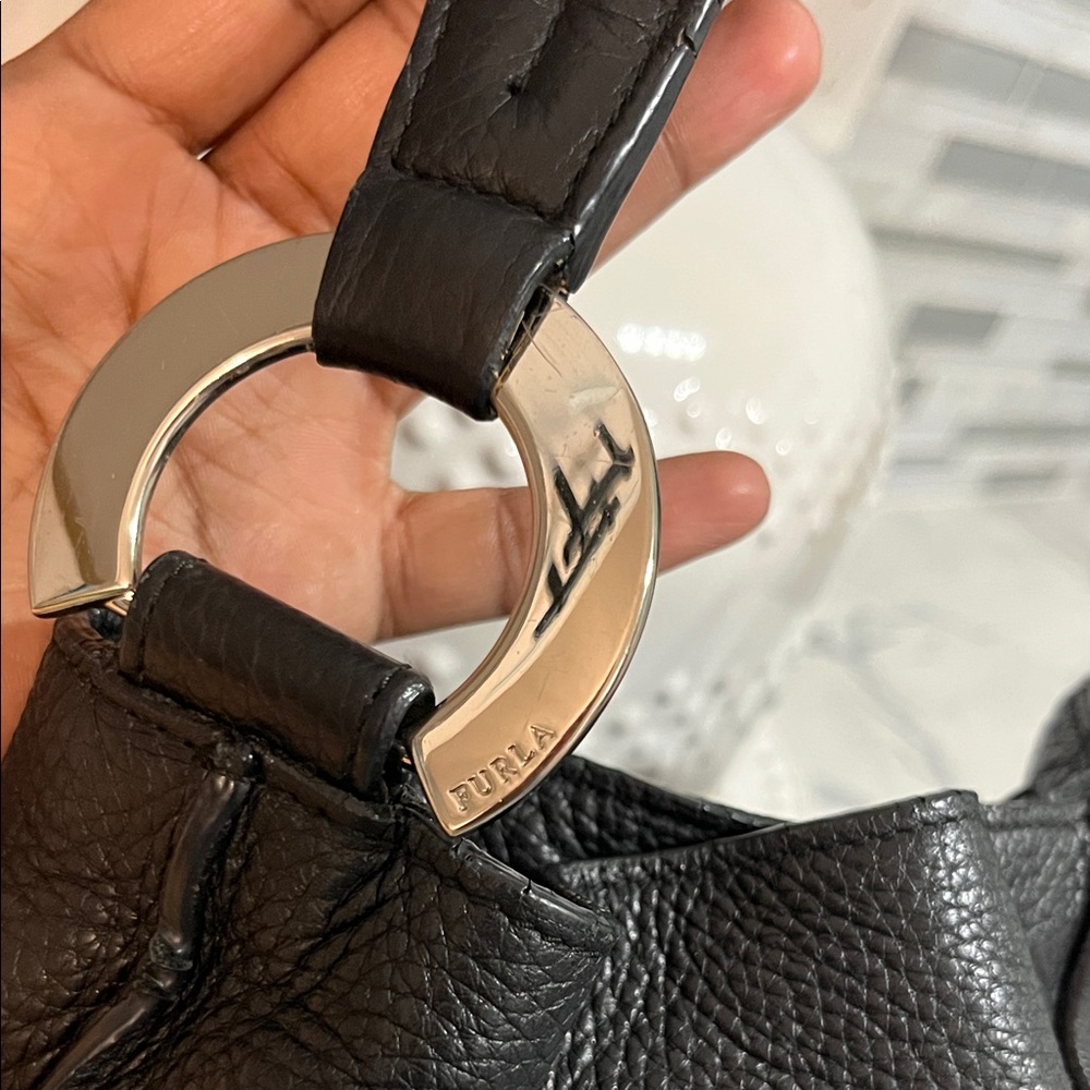 Furla Black Pebbled Leather Hobo Bag - Picture 4 of 12
